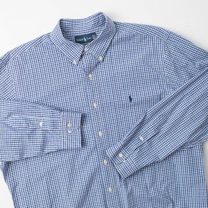 Ralph Lauren Classic Fit XL Blue Plaid Men's Long Sleeve Button‎ Down 17 1/2